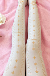White Velvet Hot Stamping Printing Classic Lolita Pantyhose